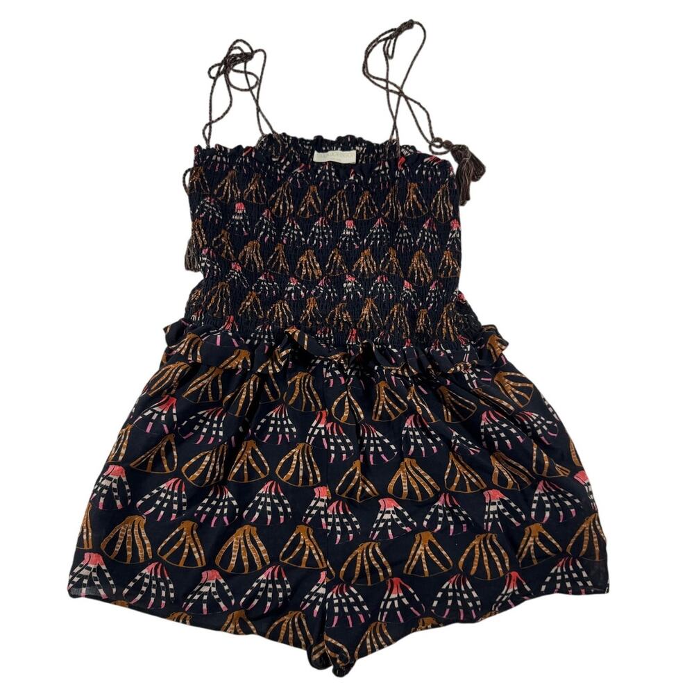 Ulla Johnson Adalia Coverup Romper M Geometric Seashell Quince Print Tie Straps